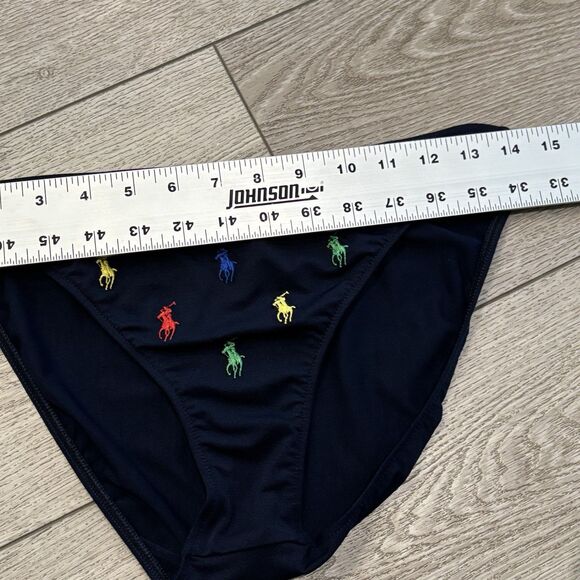 VTG Y2K Ralph Lauren Bikini Swim Bottom M Black Womens Embroidered Logo Pony - Picture 4 of 5